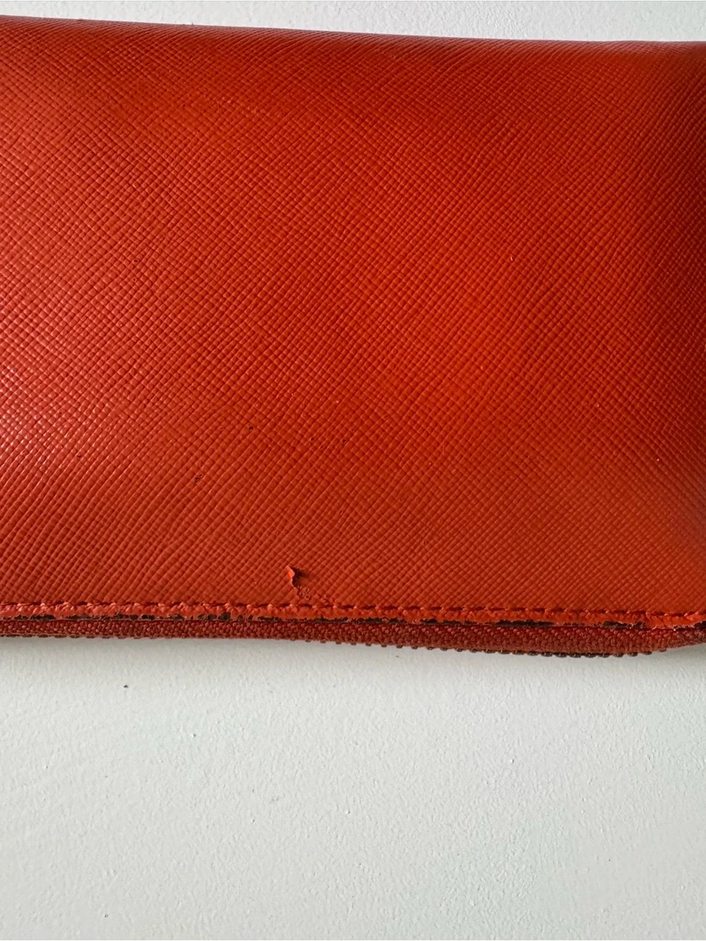 Tory Burch Coral-Orange Zip Wallet with Gold Logo